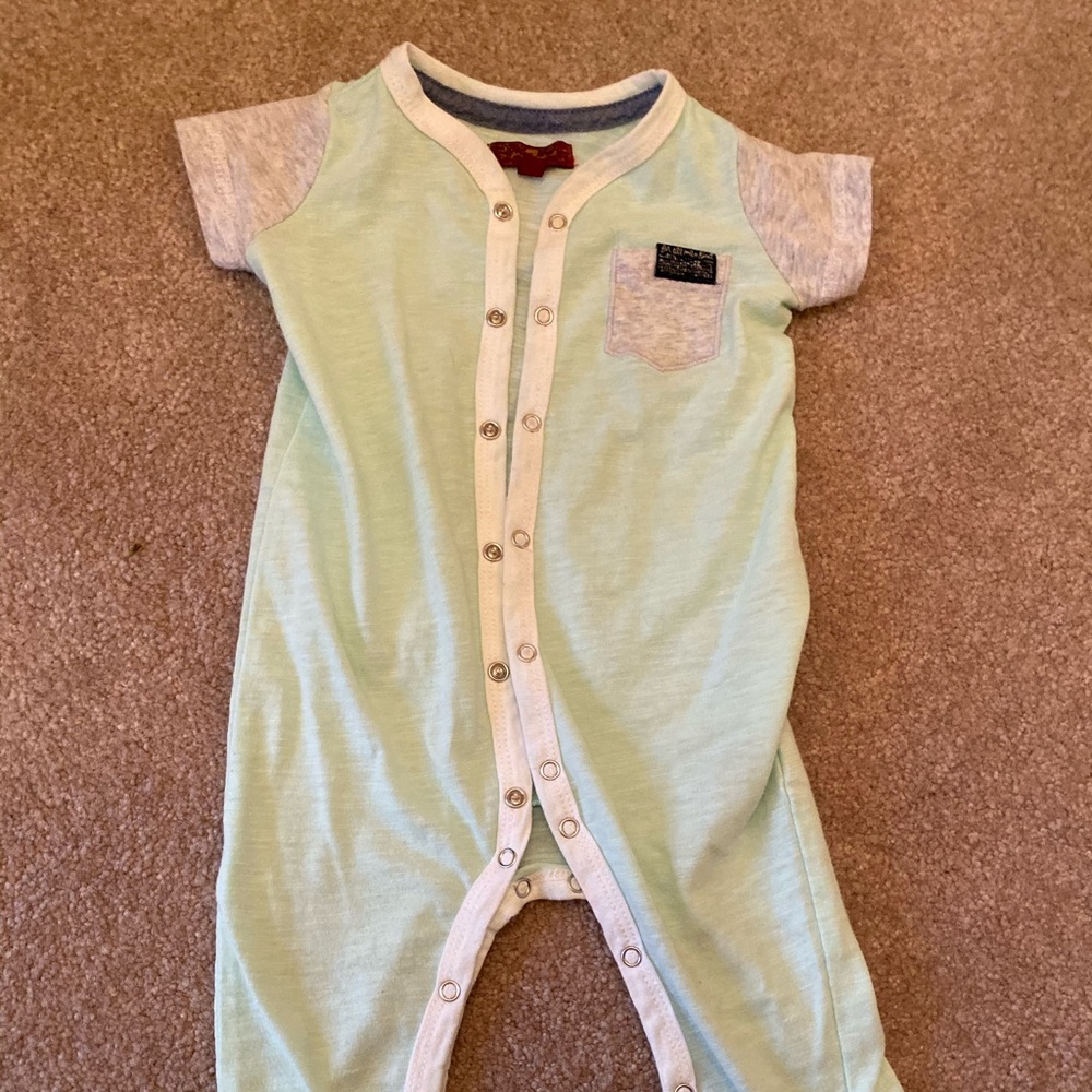7 For All Mankind Mint Romper with pockets